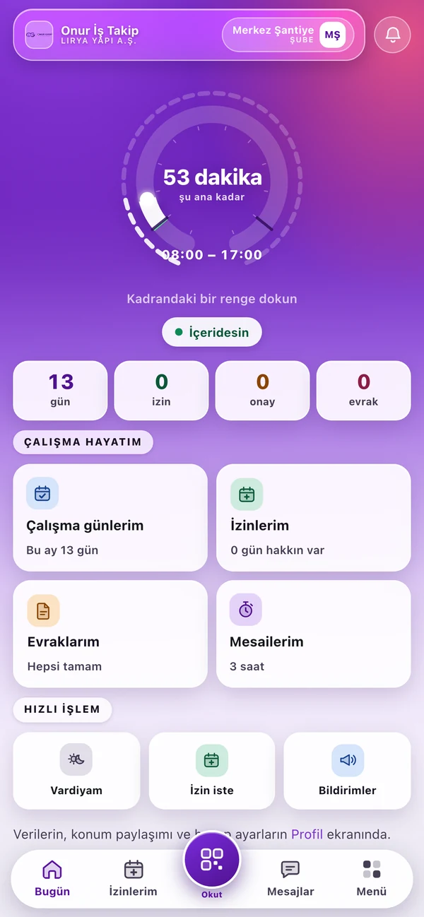 Personel telefonunda uygulama